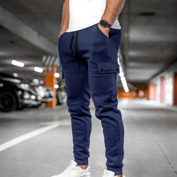 BSDJILFG Joggers for Men Cargo Sweatpants Elastic Waist Chino Trouser Workout Bottom with Pockets for Gym Hiking Running