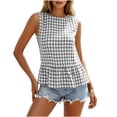 thumbnail image 1 of BSDJILFG Juniors Cute Tops Y2K Sleeveless Plaid Print Tank Tops Ruffled Hem Peplum Blouse with Keyhole Back Button, 1 of 6