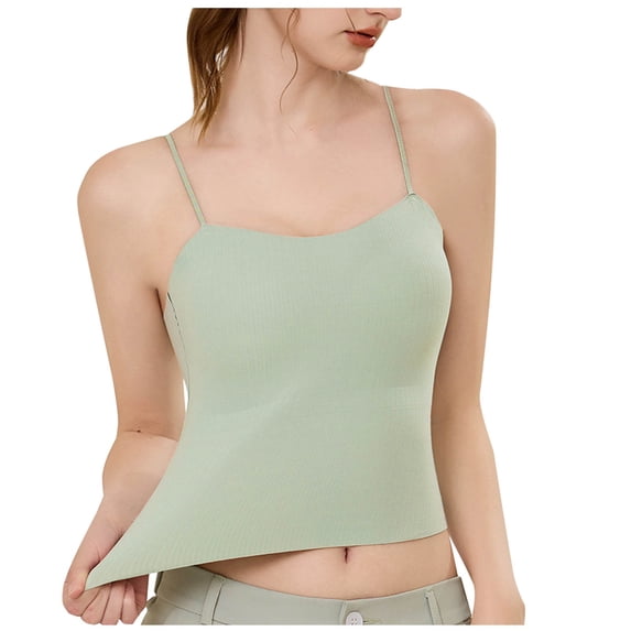 BSDJILFG Juniors Padded Workout Tank Tops Sleeveless Casual Shirt Spaghetti Straps Crop Vest Top