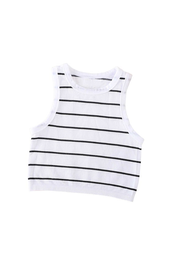 Juniors Tank Tops Vintage Cute Striped Shirt Racerback Cami Sleeveless Crewneck Undershirt
