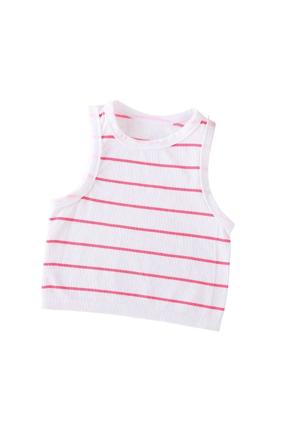 Juniors Tank Tops Vintage Cute Striped Shirt Racerback Cami Sleeveless Crewneck Undershirt