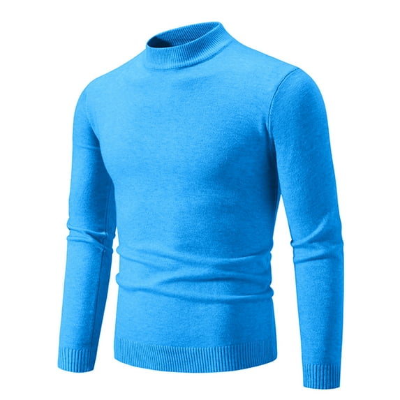 BSDJILFG Knit Sweaters for Men Big and Tall Retro Classic Pullover Turtleneck Stretch Long Sleeve Muscle T-Shirts ,M-5XL