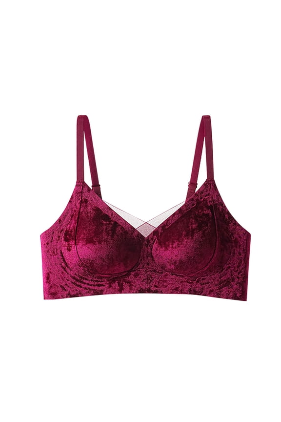 Lace Bralette for Young Ladies Casual Velvet 1/2 Cups Soft Padded Ultra Thin Wireless Everyday Bra ,M-2XL