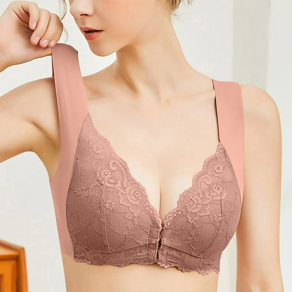 BSDJILFG Lace Bras for Women Casual Bralette Triangle Cups Front Closure Soft Seamless Comfortable Supportive Everyday Bra ,M-5XL