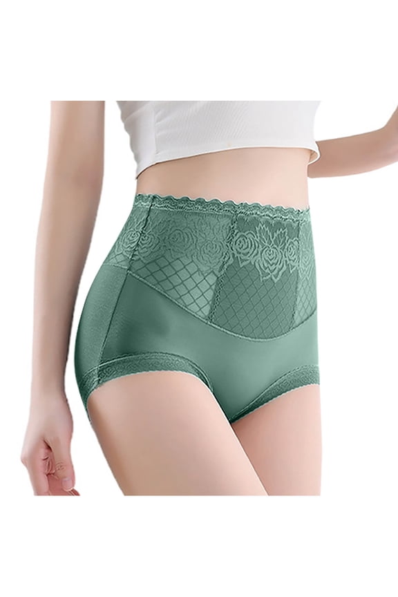 Lace Underwear for Women Plus Size High Cut Hipster Stomach Control Stretch Floral Panties Solid Color Seamless Underwear,M-3XL