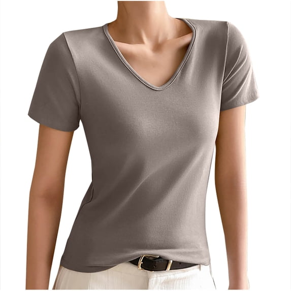 BSDJILFG Lightweight Summer Tops for Women Petite Casual Raglan Tees Breathable Short Sleeve V-Neck Lounge Pajama Tops