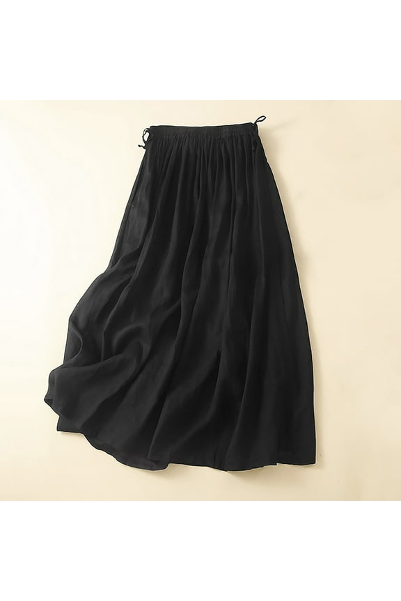 Linen Skirts for Juniors,High Waisted Cotton Gauze Boho Skirt,Loose Fit Long Flowy Midi Length Summer Skirt 2025