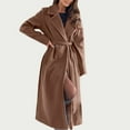 thumbnail image 1 of BSDJILFG Long Jackets for Women Long Trench Coats Fleece Lined Cardigan Dressy Belted Formal Casual Suit Jacket Notched Collar Warm Fuzzy Outerwear Jackets, 1 of 9