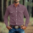 thumbnail image 1 of BSDJILFG Long Sleeve Shirts for Men 100% Cotton T-Shirt Vintage Classic Button Down Lapel Blouse for Casual Workwear, 1 of 7