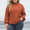 thumbnail image 1 of BSDJILFG Long Sleeve Shirts for Women Fall Ribbed Sweaters Plus Size Turtleneck Long Sleeve Solid Color Pullover Tops Fall,L-3XL, 1 of 5