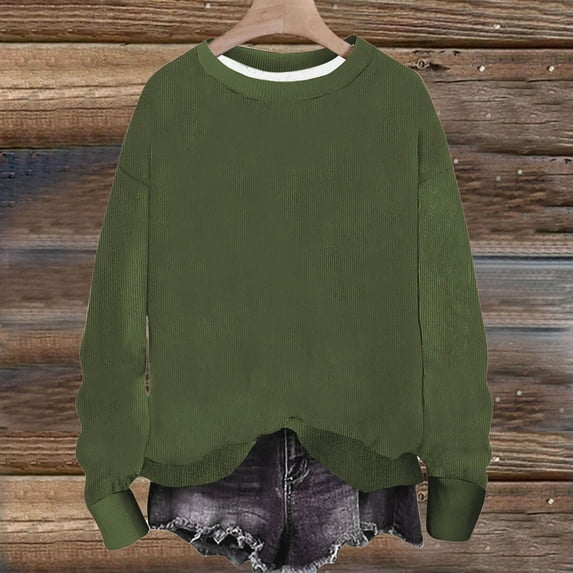 BSDJILFG Long Sleeve Sweatshirt Womens Clothes on ,Fall Trendy Ribbed Knit Lightweight Crewneck Pullover Sweaters S-3XL