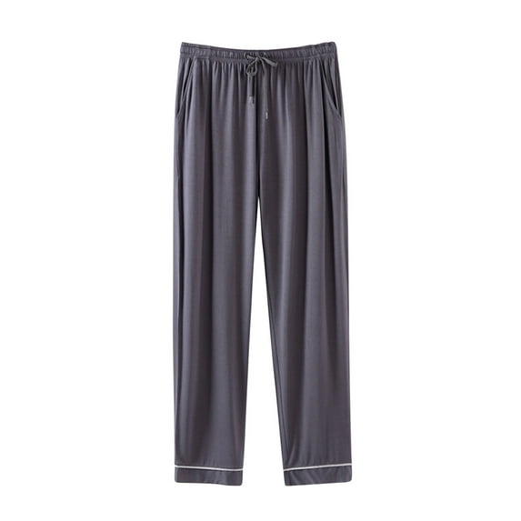 BSDJILFG Lounge Pants for Men 2-Piece Casual Loose Pants Elastic High Waist Wide-Leg Solid Color Full Length Pajama Pants,L-4XL