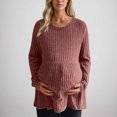 thumbnail image 1 of BSDJILFG Maternity Sweaters for Women Winter Textured Ribbed Knit Soft Brushed Wool Crewneck Pullover Tops, 1 of 8