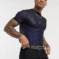 thumbnail image 1 of BSDJILFG Men's Big and Tall Short Sleeve Fashion Sexy Mesh Fishnet Transparent Breathable Bottoming Shirt, 1 of 2