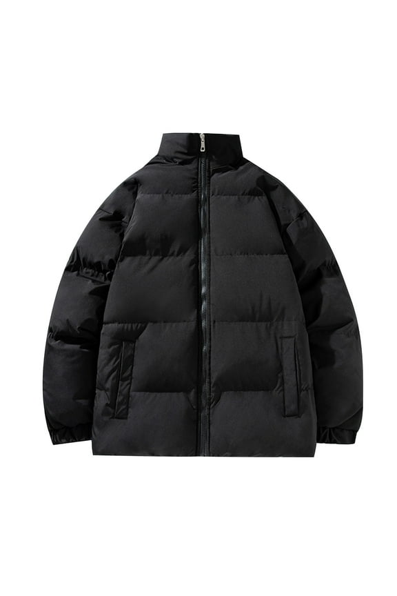 Men's Puffer Jacket Big and Tall Winter Cotton Puffers Ski Waterproof Zip-Up Down Jacket Long Sleeve Solid Color Thicken Warm Cozy Winter Coats ,M-5XL