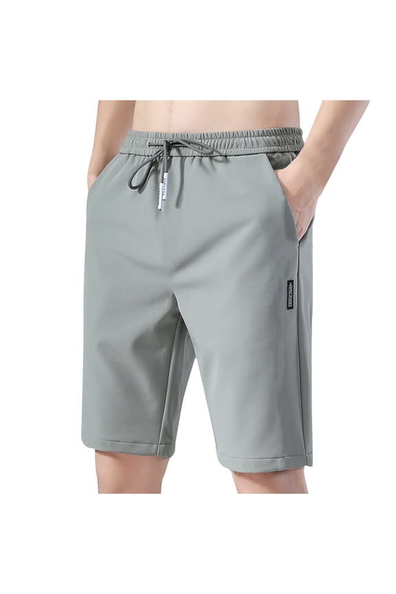 Men's Summer Shorts Quick Drying Drawstring Elastic Waist Casual Solid Color Classic Half Short Pants