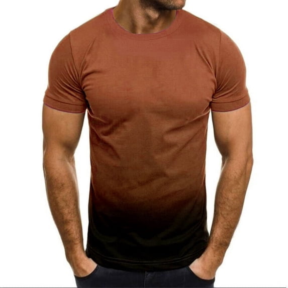 BSDJILFG Mens Athletic Shirts Big and Tall Short Sleeve Crew Neck Basic Tee Shirts Gradient Sunset Printed Tops Muscle Casual Fitness Workout Training T Shirts
