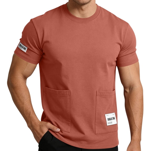BSDJILFG Mens Baggy T-Shirts with Two Pockets,Summer Basic Tee Breathable Shirts,Loose Fit Crewneck Pullover Tops