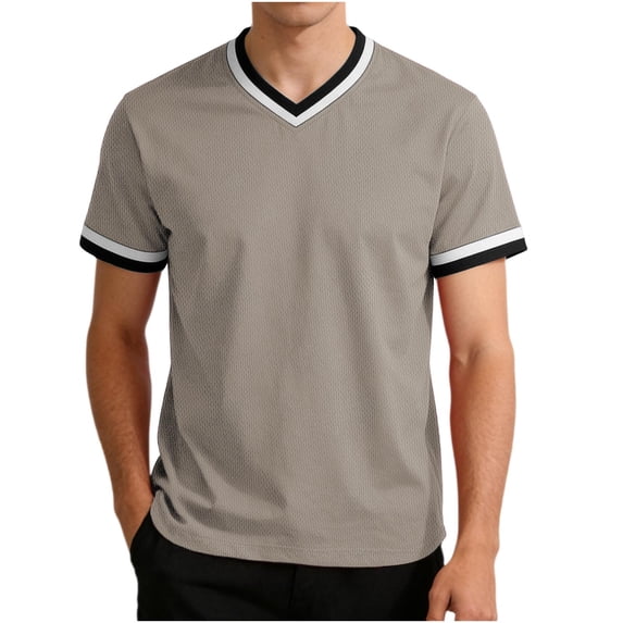 BSDJILFG Mens Basic T-Shirts Summer Mesh Breathable Top Casual V-Neck Quick Drying Color Blocked Basketball Shirts