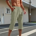 thumbnail image 1 of BSDJILFG Mens Capri Workout Pants Summer Casual Elastic Waist Hiking Trouser with Pockets for Lounge to Beach Vacation, 1 of 8