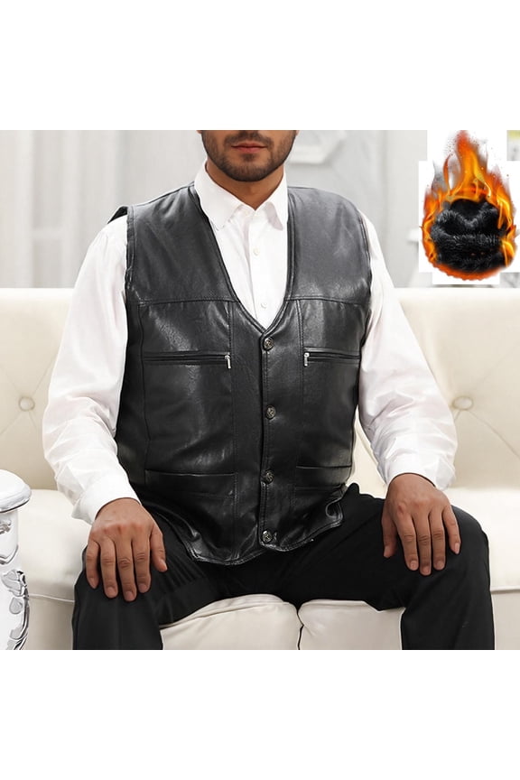 Mens Fleece Vests Vintage Motorcycle Biker Waistcoat V-Neck Zippered Pockets Lightweight Style Jacket Vests