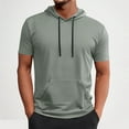 thumbnail image 1 of BSDJILFG Mens Gym Hoodies Lightweight Summer Workout Top Casual Breathable Mesh Short Sleeve Hooded T-Shirts with Pockets, 1 of 6
