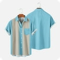 thumbnail image 1 of BSDJILFG Mens Hawaii Shirts Big and Tall Summer Casual Loose Lapel Color Block Tops Tee Tops Beach Shirts with Pockets S-4XL, 1 of 4