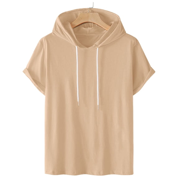 BSDJILFG Mens Hoodies Summer Lightweight Casual Shirt Athletic Short Sleeve Pullover Workout Top with Hood Drawstring