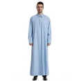 thumbnail image 1 of BSDJILFG Mens Long Robes Half Zip Up Long Sleeve Sun Protection Slim Fit Linen Breathable Maxi Nightgowns for Mid-East Tradition, 1 of 9
