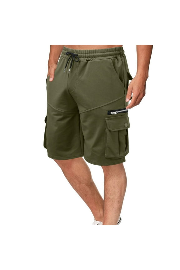 Mens Short Pants on ,Cargo Shorts for Men Mid Elastic Waist Basketball Athletic Sweatpants Cargo Shorts with Multi-Pockets Trouser M-3XL