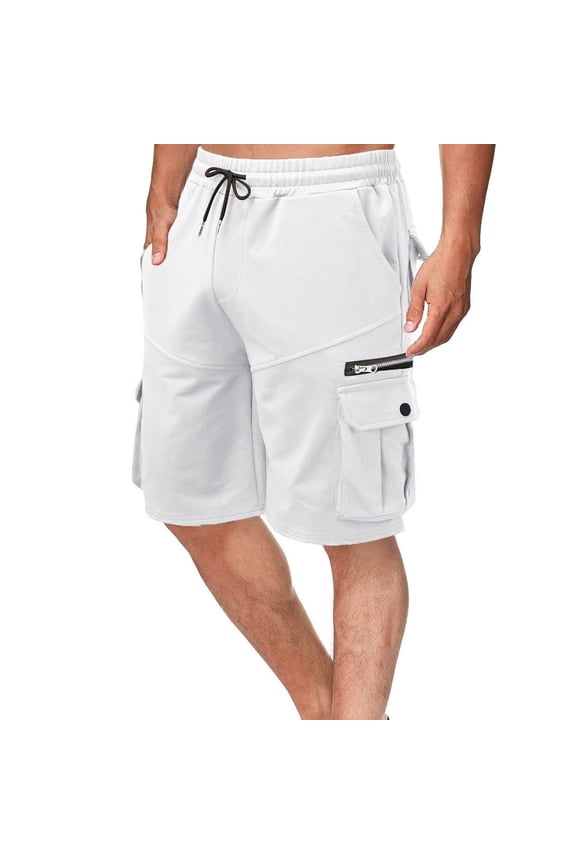 Mens Short Pants on ,Cargo Shorts for Men Mid Elastic Waist Basketball Athletic Sweatpants Cargo Shorts with Multi-Pockets Trouser M-3XL