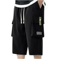 thumbnail image 1 of BSDJILFG Mens Shorts Big and Tall Elastic Waist Relaxed Fit Comfortable Drawstring Cargo Shorts with Pockets, 1 of 6