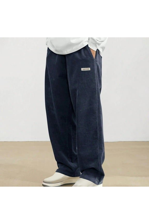Mens Travel Pants for Long Flight Athletic Casual Baggy Sweatpants Wide Leg Straight Leg Trouser with Drawstring Pockets