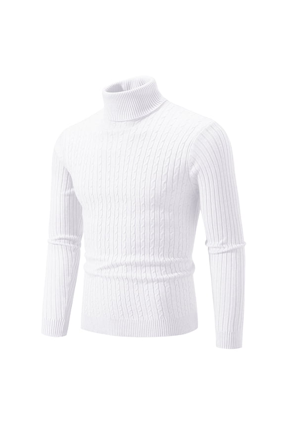 Mens Turtleneck Sweaters for the Winter,Big and Tall Cable Knit Lightweight Ribbed Pullovers