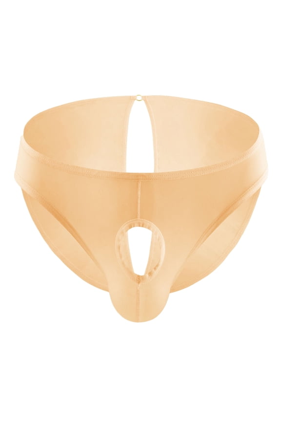 Mens Underwear ,Ice Silk Lingerie Briefs Low Rise Crotchless Seamless Breathable Thongs