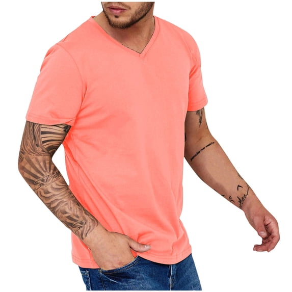 BSDJILFG Mens V-Neck T-Shirts Summer Casual Basic Tee Breathable Short Sleeve Pullover Pajama Tops