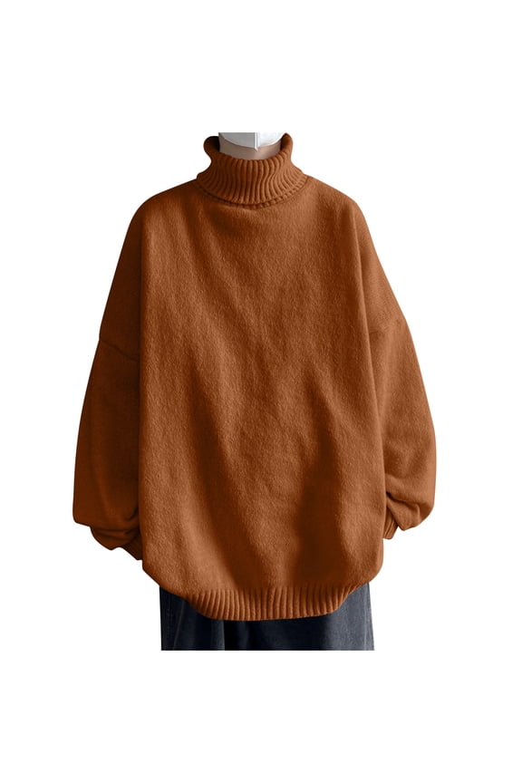 Mens Winter Sweaters Casual Solid Color Turtleneck Shirts Loose Fit Pullover Long Sleeve Blouse ,M-3XL