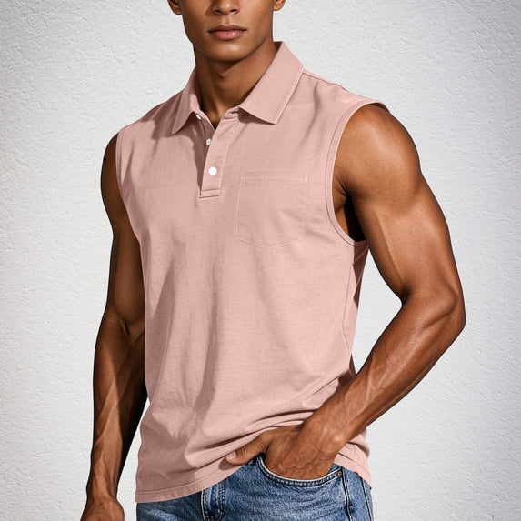 BSDJILFG Mens Workout Tank Tops with Collar,Summer Breathable Sleeveless Golf Shirts,Athletic Casual Quick Drying Gym Shirts