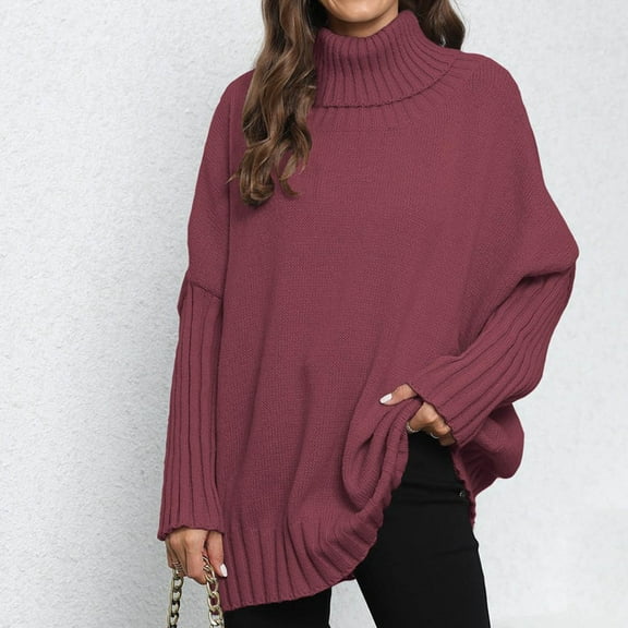 BSDJILFG Mock Neck Sweaters for Women Long Sleeve Turtleneck Top Ribbed Knit Pullover Oversized Loose Fit Shawl Cardigan