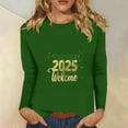BSDJILFG New Years 2025 Womens Shirts Holiday Outfits 2025 New Year Print Long Sleeve Casual