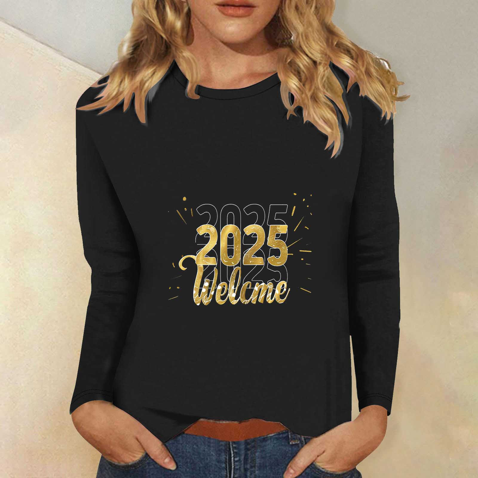 BSDJILFG New Years 2025 Womens Shirts Holiday Outfits 2025 New Year