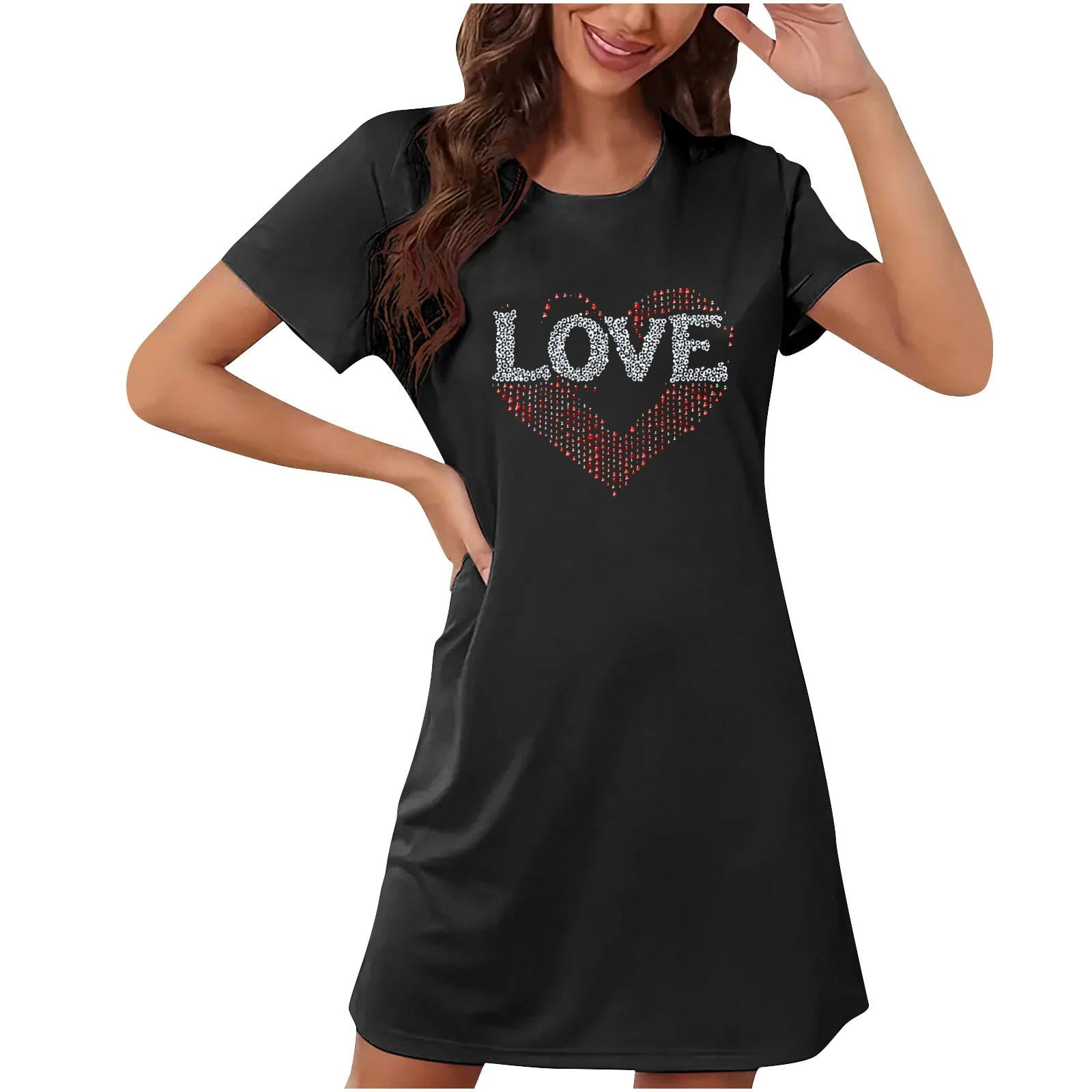 BSDJILFG Nightshirt Women Christmas Casual Soft Nightdress Short Pajama