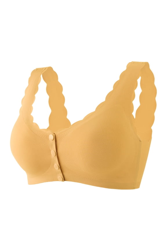 No Wire Bras for Women Button Down Front Closure Low Impact Wave Printed Everyday Bras