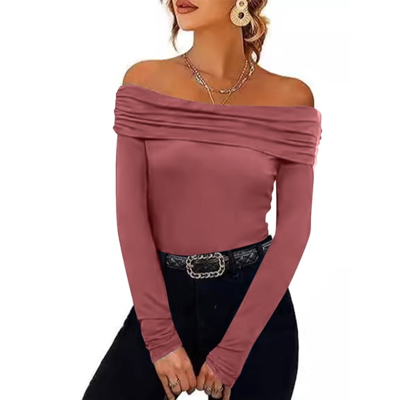 BSDJILFG One Shoulder Tops for Juniors Y2K Crop Tube Top Long Sleeve Slim Fit Shirt for Evening Party