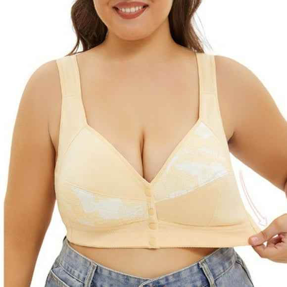 Oversized Bras for Big Busted Women,Plus Size Soft Full Figure Bras Breathable Push-Up Bras Open Front Buckle Closure Everyday Bras ,34A-50D