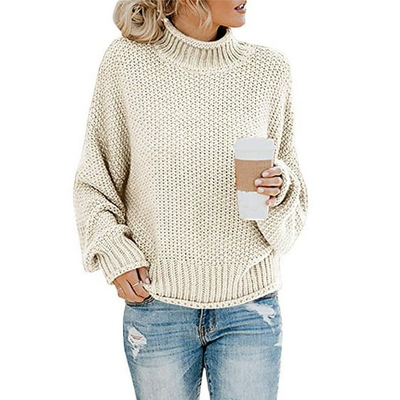BSDJILFG Oversized Sweaters for Women Cable Knit Top Long Sleeve O-Neck Tunic Outfits,Heavyweight,S-2XL