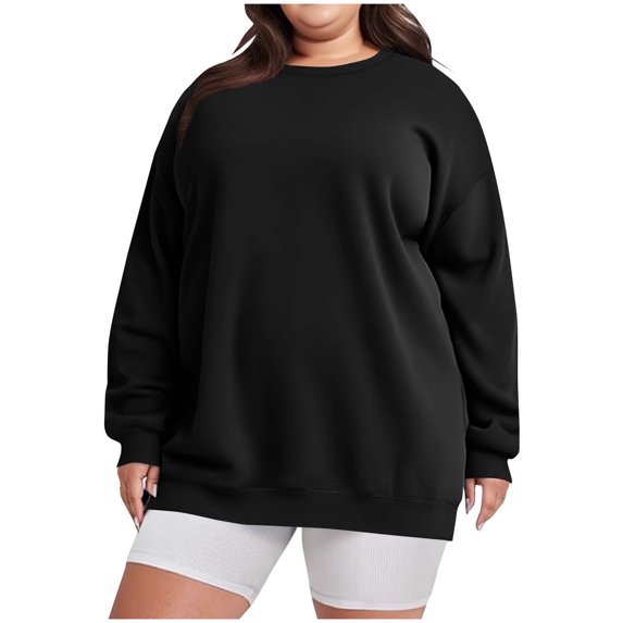 BSDJILFG Plus Size Crewneck Sweatshirts for Women,Oversized Sweatshirts Loose Fit Breathable T-Shirts,Sizes L-5XL
