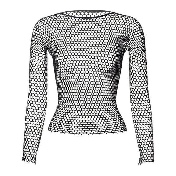 BSDJILFG Pajama Tops for Men Long Sleeve Cute Fishnet See Through Crochet Slim Fit Shirts Sleepwear Playsuit