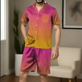 thumbnail image 1 of BSDJILFG Pajamas for Men Casual Lounge Sets Short Sleeve Lapel Button Down Blouse Turndown Button Comfy Breathable Soft Satin Silky Tops And Bermuda Shorts Loungewear Sleepwear, 1 of 5