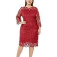 thumbnail image 1 of BSDJILFG Plus Size Dresses for Women Long Sleeve Crew Neck Mesh Embroidered Lace Sequin Short Mini Dresses Fall ,L-5XL, 1 of 5